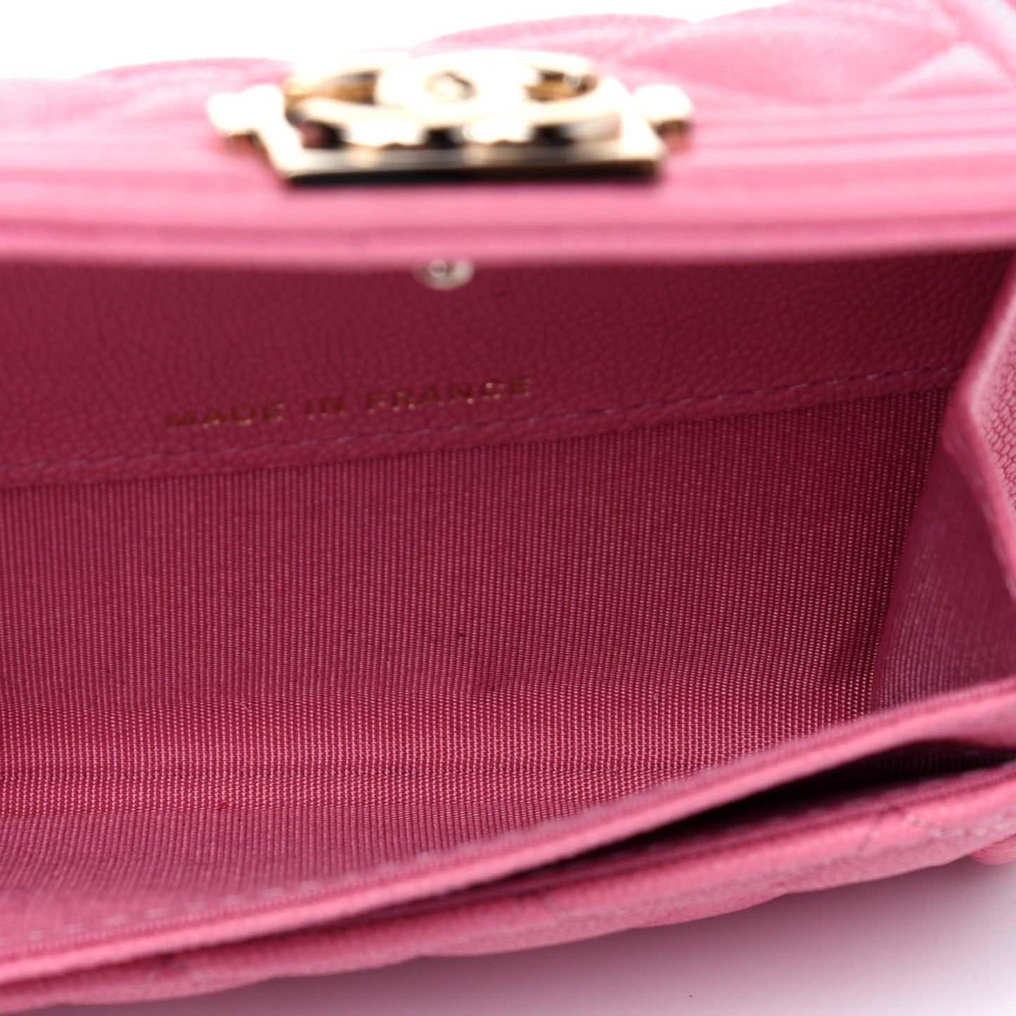 Caviar Quilted Boy Flap Card Holder Wallet Light Pink