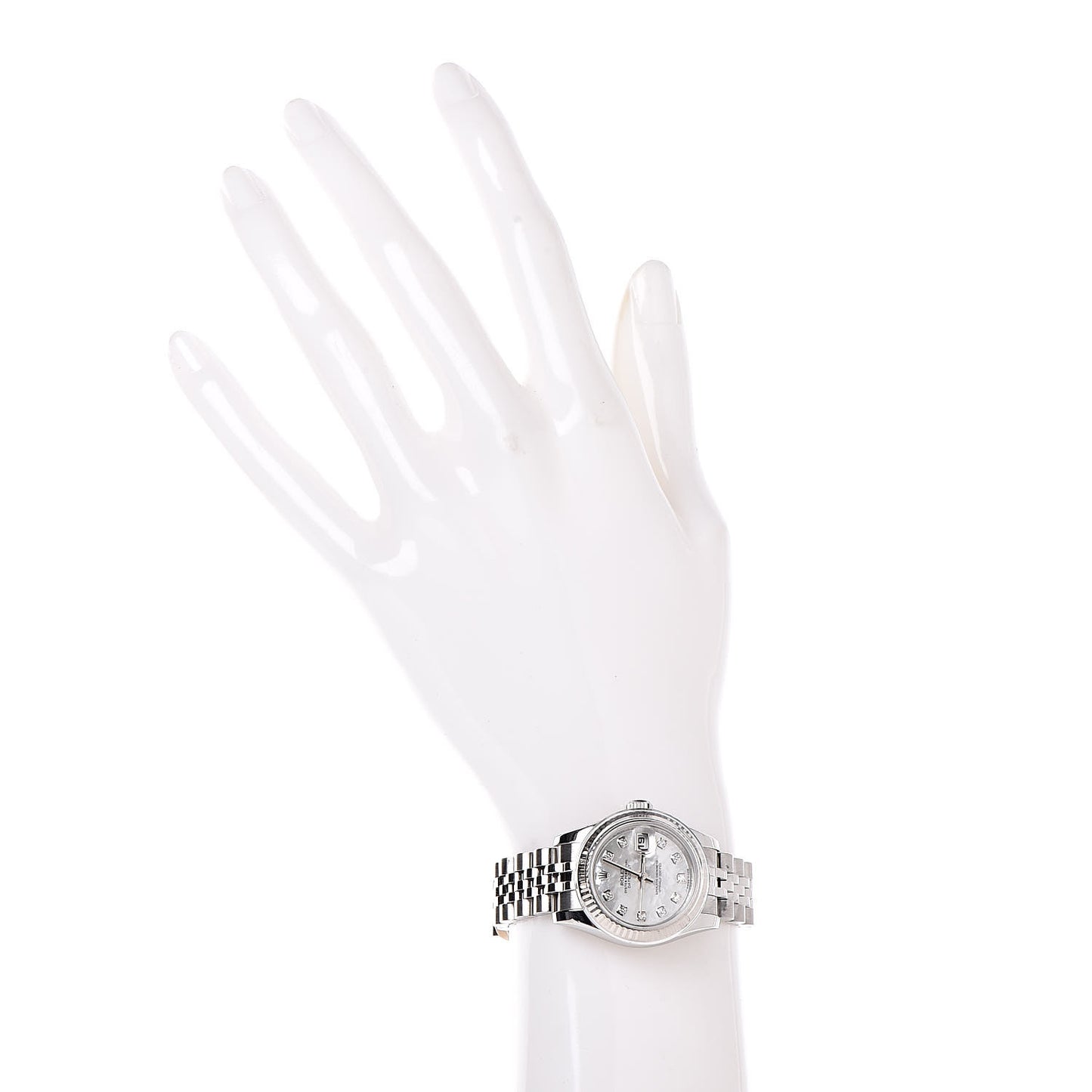 Stainless Steel 18K White Gold Diamond Mother of Pearl 26mm Oyster Perpetual Datejust Watch 179174