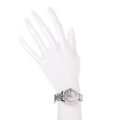 Rolex Stainless Steel 18K White Gold Diamond Mother of Pearl 26mm Oyster Perpetual Datejust Watch 179174 2 of 7