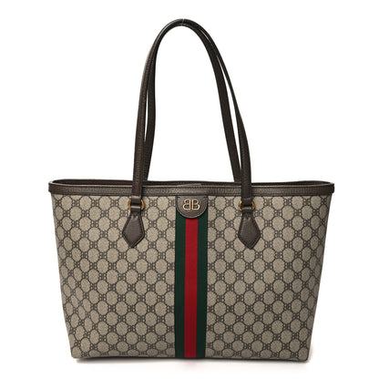 Gucci X BALENCIAGA BB Supreme Monogram Web Medium Ophidia Shopping Tote Beige New Acero 1 of 14