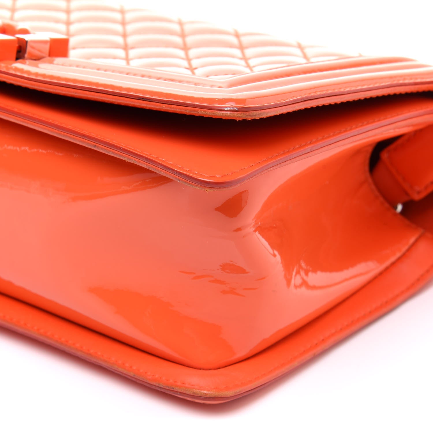Chanel Patent Calfskin Quilted Medium Plexiglass Boy Flap Orange 11 of 15