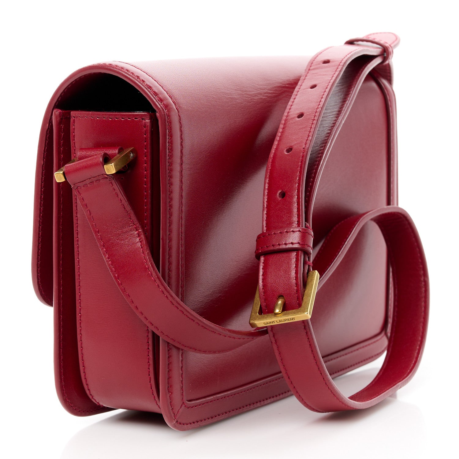 Saint Laurent Box Calfskin Monogram Medium Solferino Satchel Rouge Opyum 3 of 11
