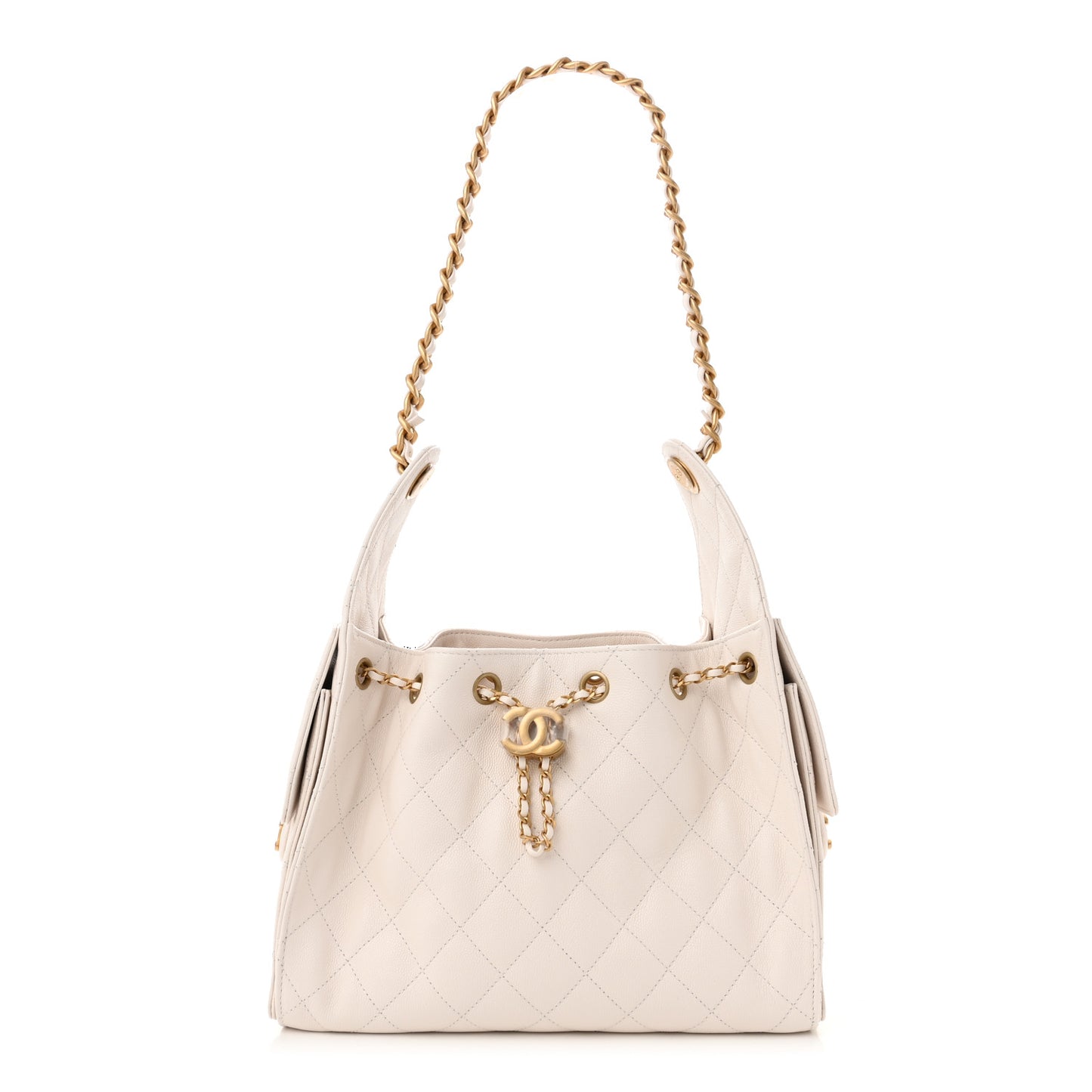 Caviar Quilted Small Chanel 25 Handbag White