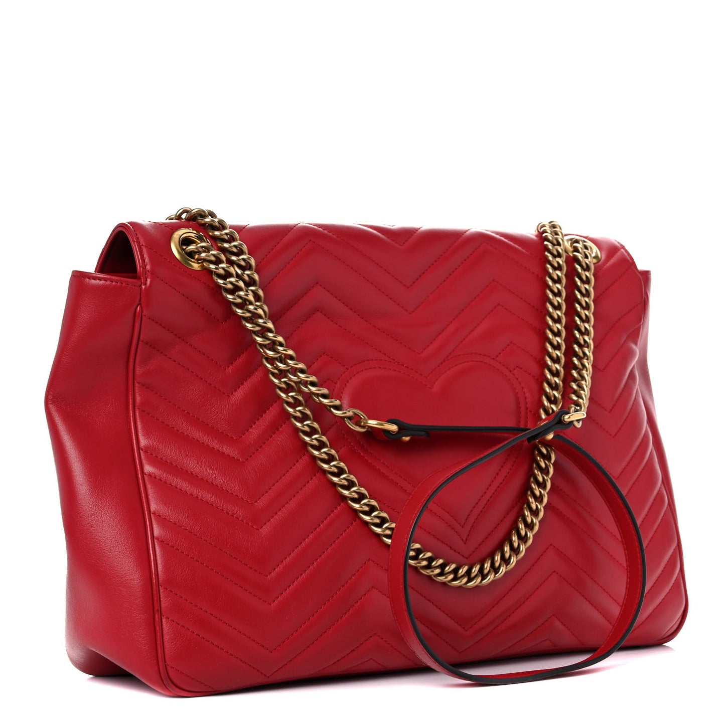 Calfskin Matelasse Large GG Marmont Shoulder Bag Hibiscus Red