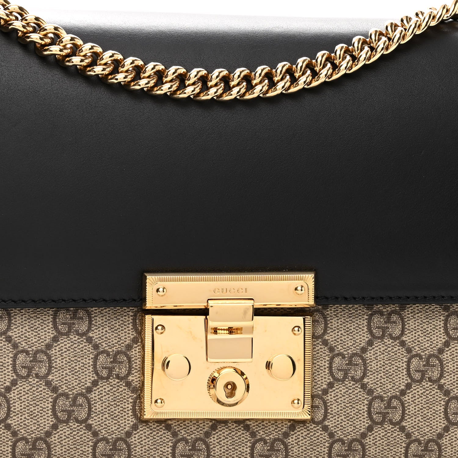 Gucci GG Supreme Monogram Calfskin Medium Padlock Shoulder Bag Beige Black Cuir 8 of 11