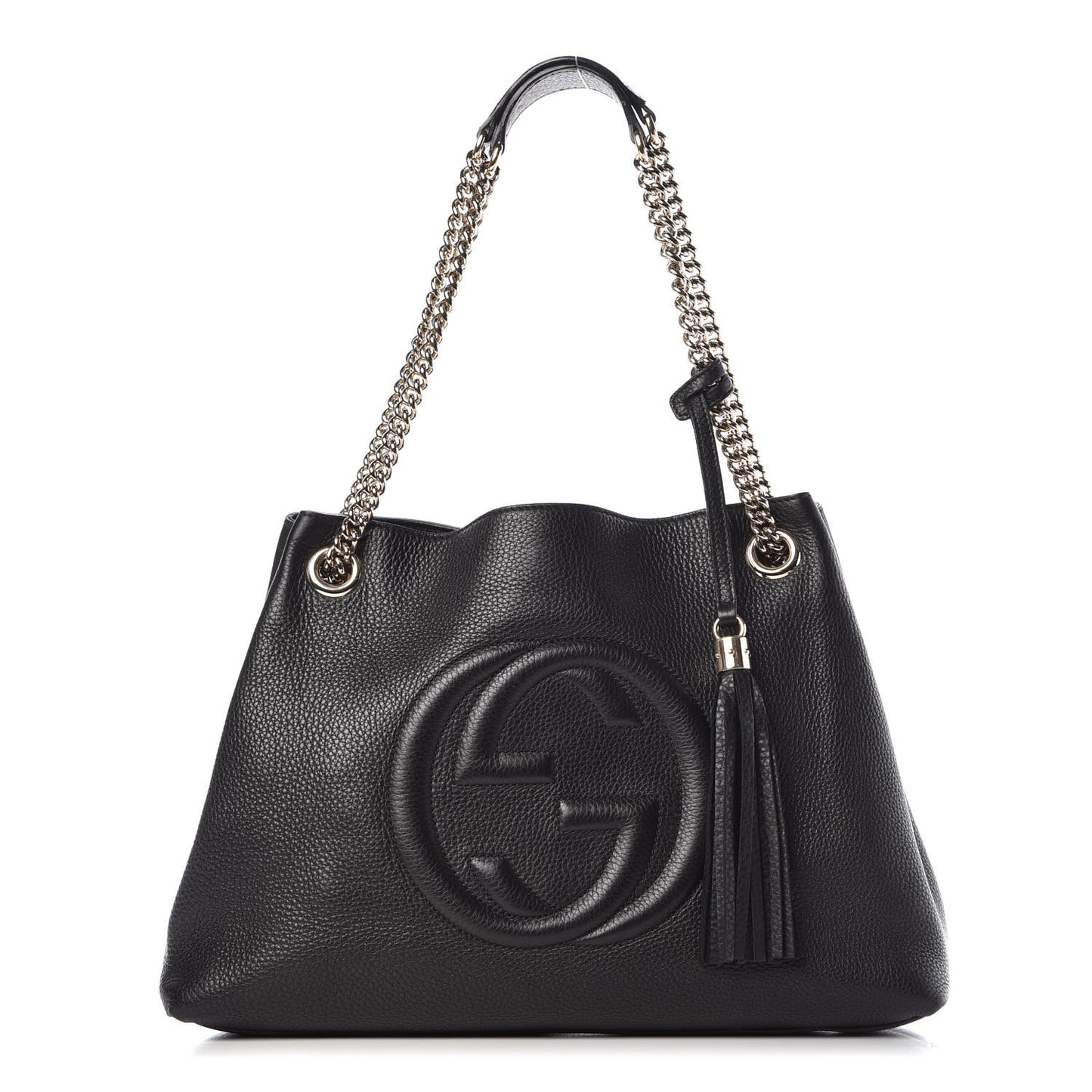 Pebbled Calfskin Medium Soho Chain Shoulder Bag Black