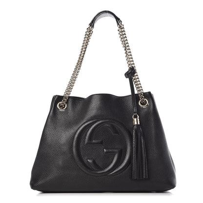 Gucci Pebbled Calfskin Medium Soho Chain Shoulder Bag Black 1 of 11