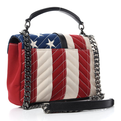 Saint Laurent Canvas Matelasse Chevron American Flag Monogram Medium College Bag Red Blue 3 of 11