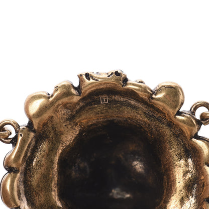 Gucci Metal Resin Pearl Lion Head Bracelet Aged Gold Blue 4 of 4