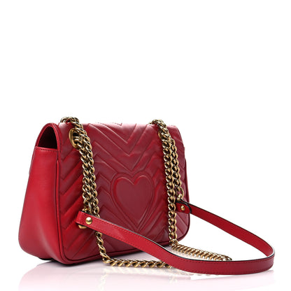 Gucci Calfskin Matelasse Small GG Marmont Shoulder Bag Hibiscus Red 3 of 20