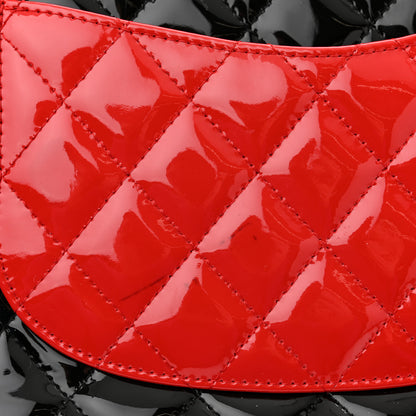 Chanel Patent Calfskin Quilted Bi-Color Medium Double Flap Red Black 13 of 13