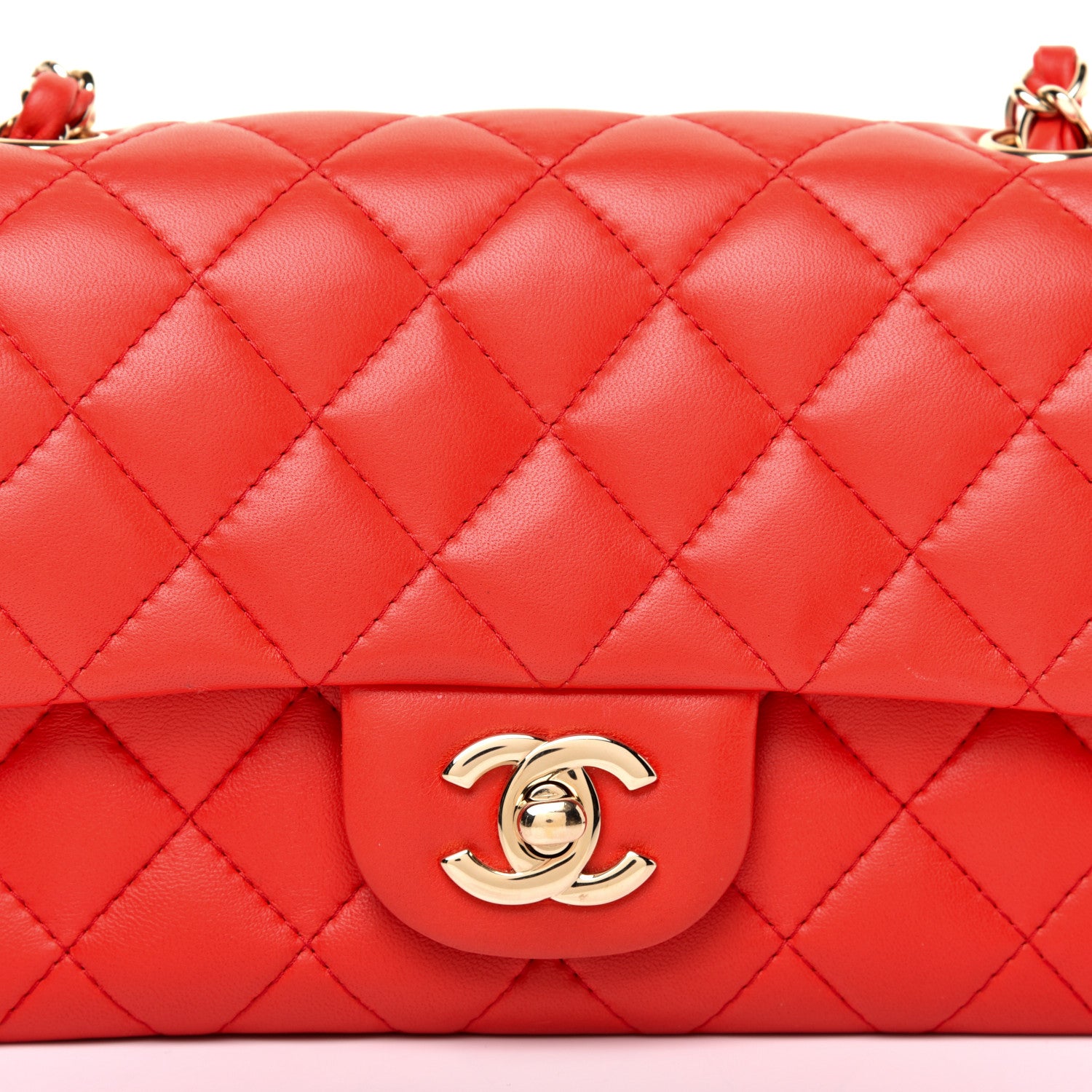 Chanel Lambskin Quilted Mini Rectangular Flap Red 10 of 11