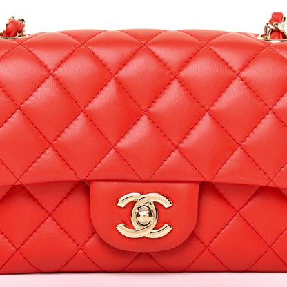 Chanel Lambskin Quilted Mini Rectangular Flap Red 10 of 11