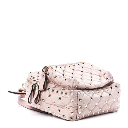 Valentino Garavani Nylon Quilted Mini Rockstud Spike Backpack Dusty Rose 4 of 11