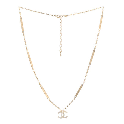 Chanel Crystal CC Logo Bar Necklace Gold 2 of 5