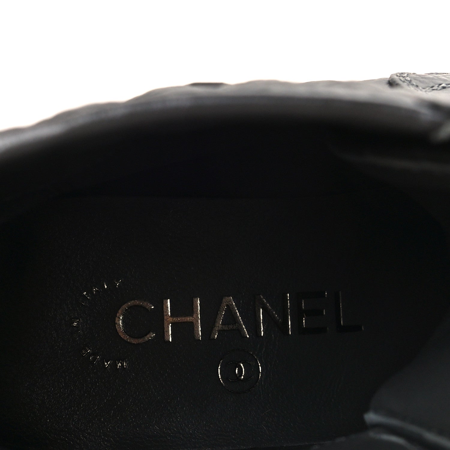 Chanel Calfskin Shiny Calfskin Quilted Lace Up Combat Boots 36 Dark Grey Black 8 of 11