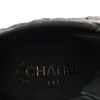 Chanel Calfskin Shiny Calfskin Quilted Lace Up Combat Boots 36 Dark Grey Black 8 of 11