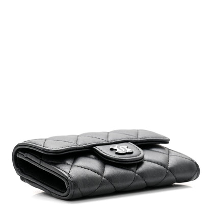Chanel Pearly Lambskin Quilted Flap Card Holder Wallet So Black 3 of 8