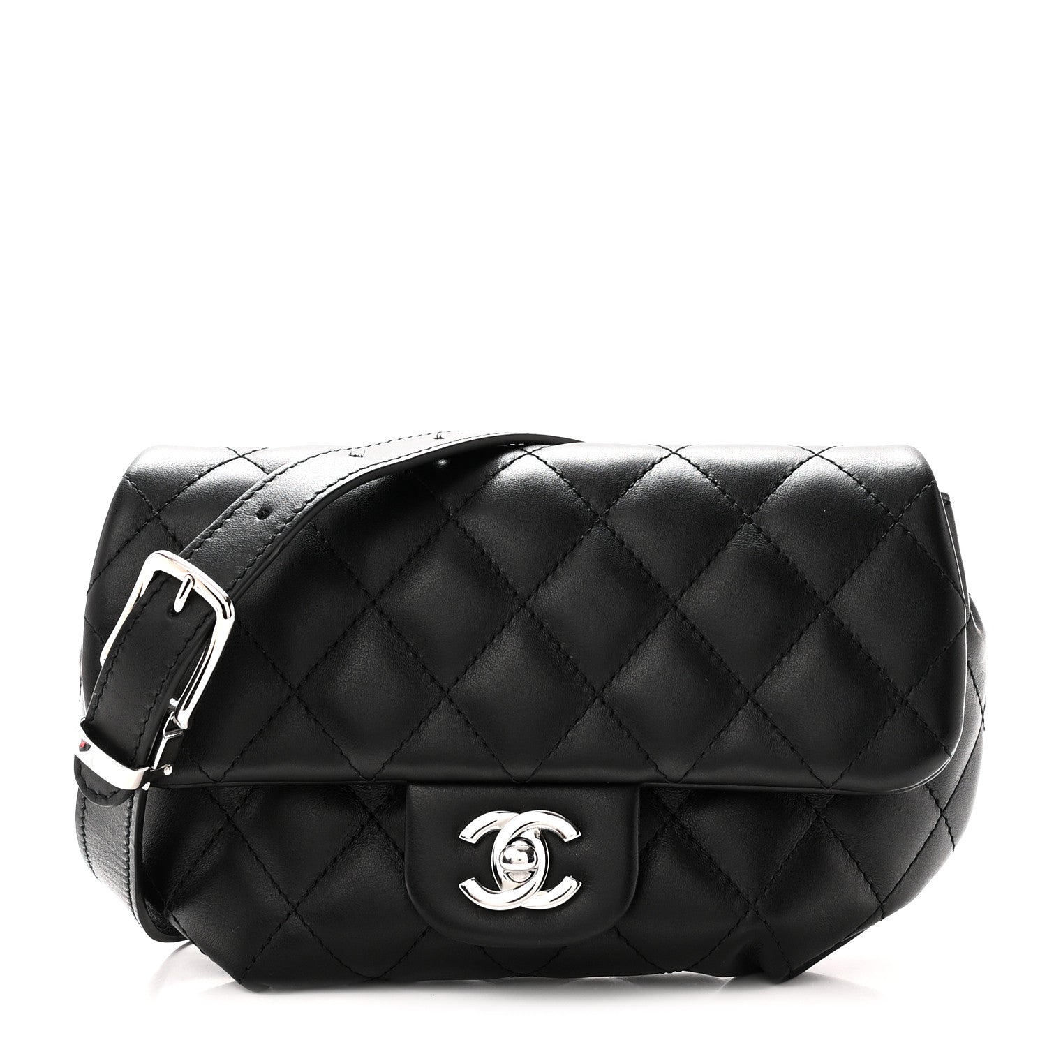 Chanel Calfskin Quilted CC Uniform Flap Belt Bag Black 1 of 10