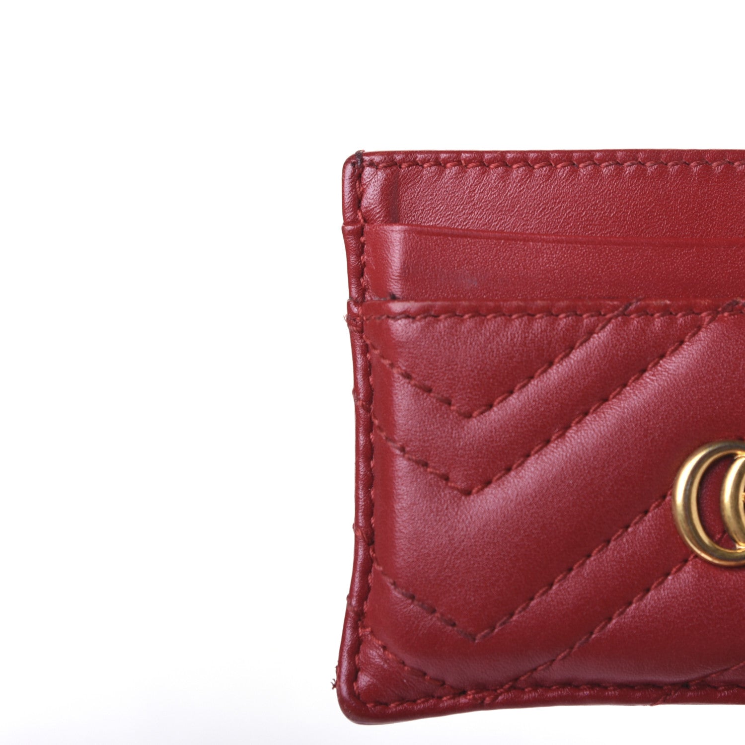 Gucci Calfskin Matelasse GG Marmont Card Holder Hibiscus Red 12 of 13