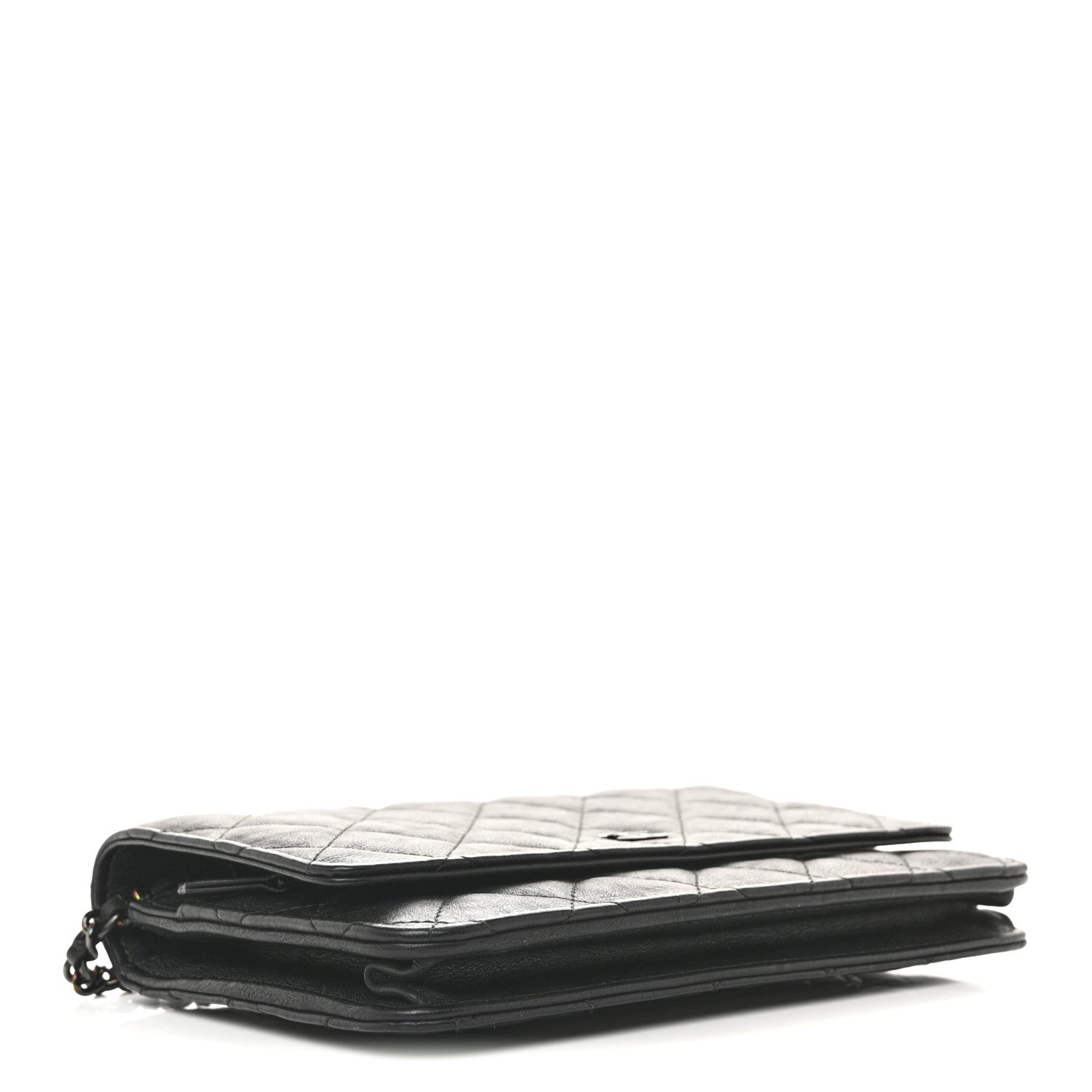 Chanel Crumpled Calfskin Quilted Wallet On Chain WOC So Black 4 of 11