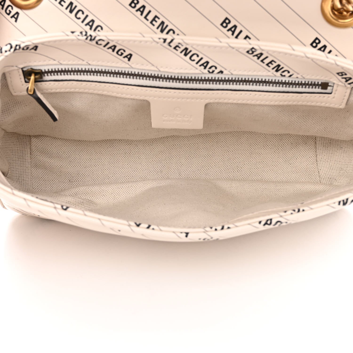 Gucci X BALENCIAGA Calfskin Matelasse Logo Print Small GG Marmont Shoulder Bag White 5 of 11