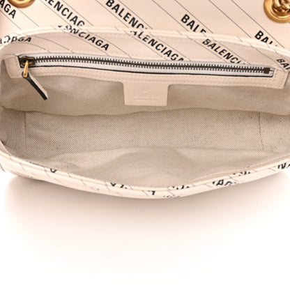 Gucci X BALENCIAGA Calfskin Matelasse Logo Print Small GG Marmont Shoulder Bag White 5 of 11