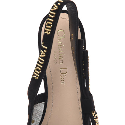 Christian Dior Plumetis Mesh Ribbon Dotted Studded J'Adoir Ballet Flats 38 Black Gold 6 of 9