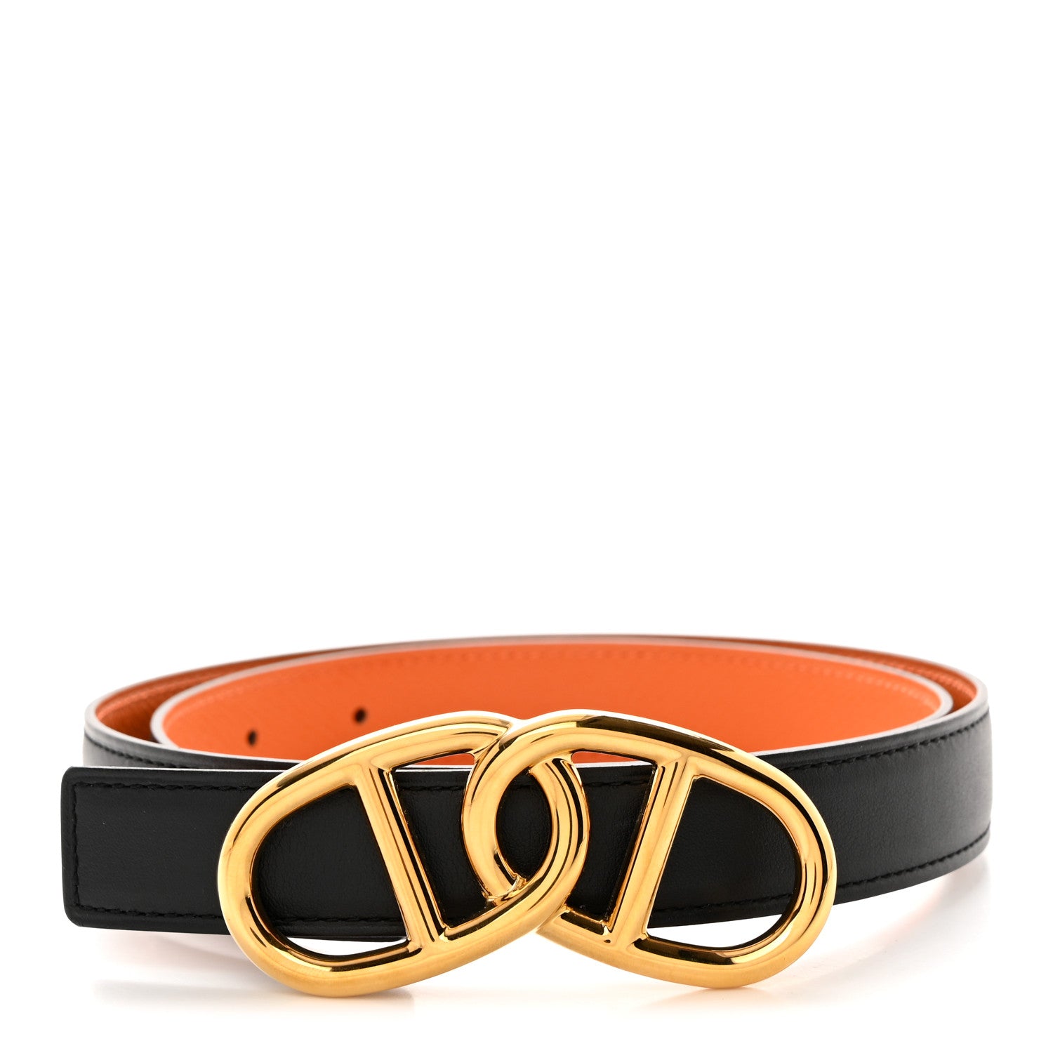 Hermes Epsom Swift 24mm Escale Belt 75 Black Orange 1 of 9