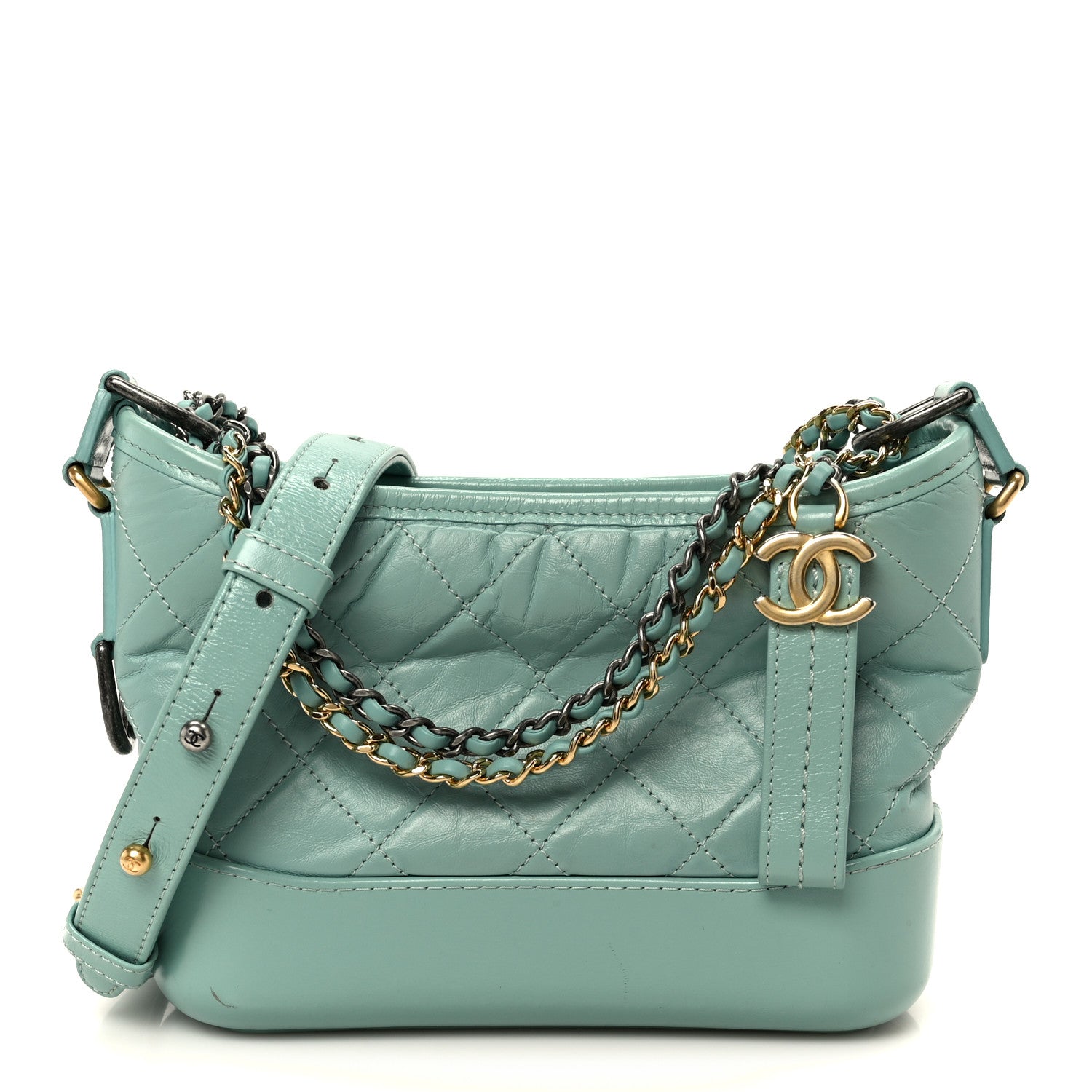 Chanel Aged Calfskin Quilted Small Gabrielle Hobo Green 1 of 10