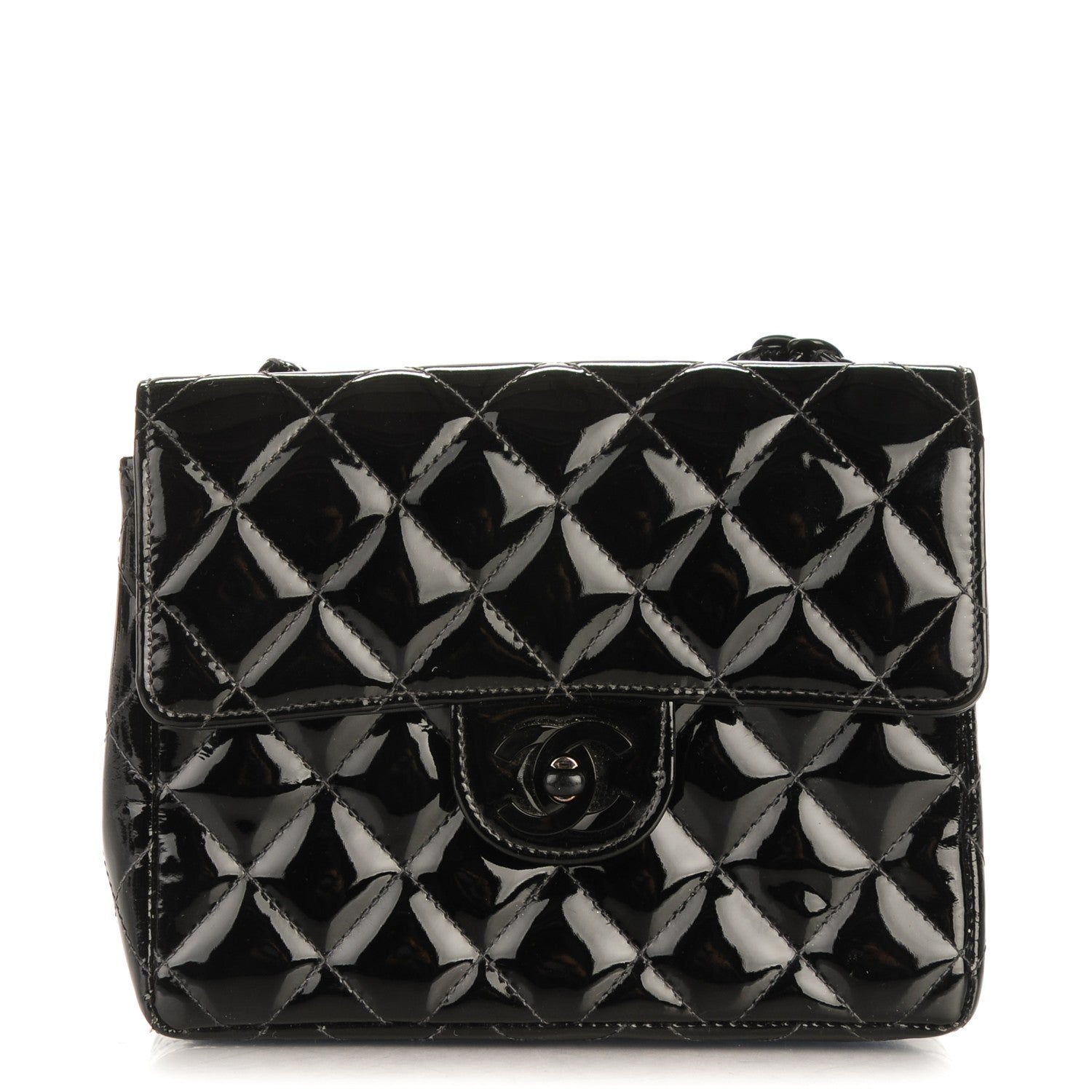 Chanel Patent Calfskin Quilted Mini Square Flap Black 1 of 8