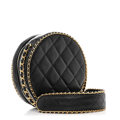 Chanel Lambskin Quilted Chain CC Round Clutch With Chain Black 3 of 10