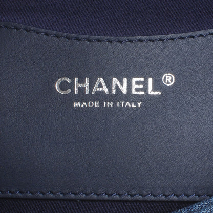 Chanel Denim Camellia Embroidered Large Flap Dark Blue 6 of 7
