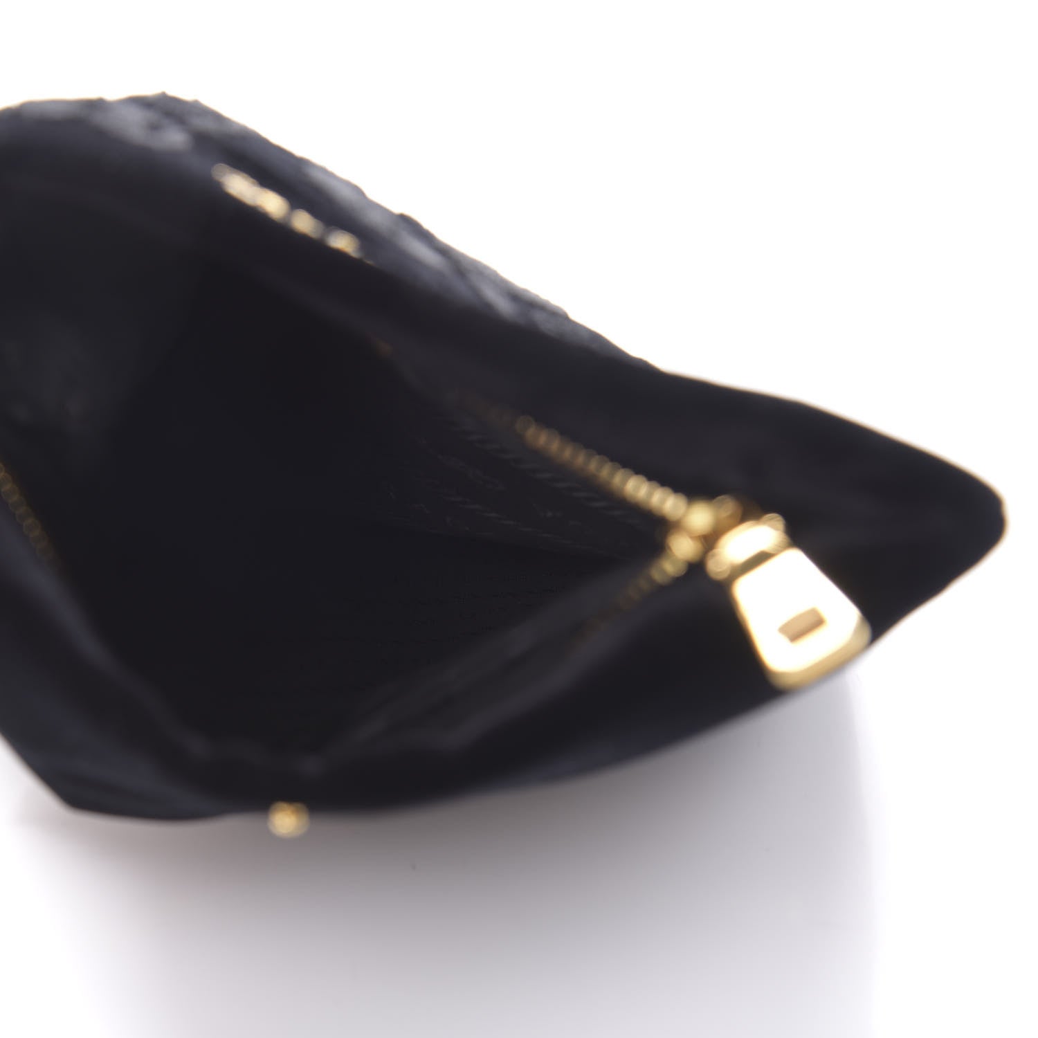 Prada Velluto Velvet Embroidered Flap Clutch Black 5 of 6
