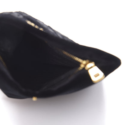 Prada Velluto Velvet Embroidered Flap Clutch Black 5 of 6