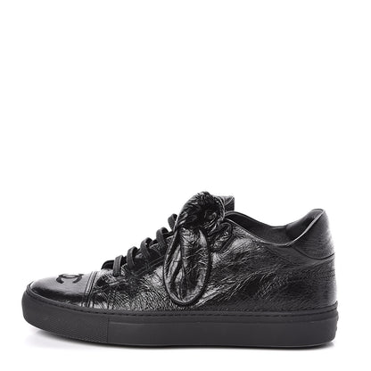 Chanel Crumpled Calfskin Womens CC Bow Sneakers 37 Black 1 of 9