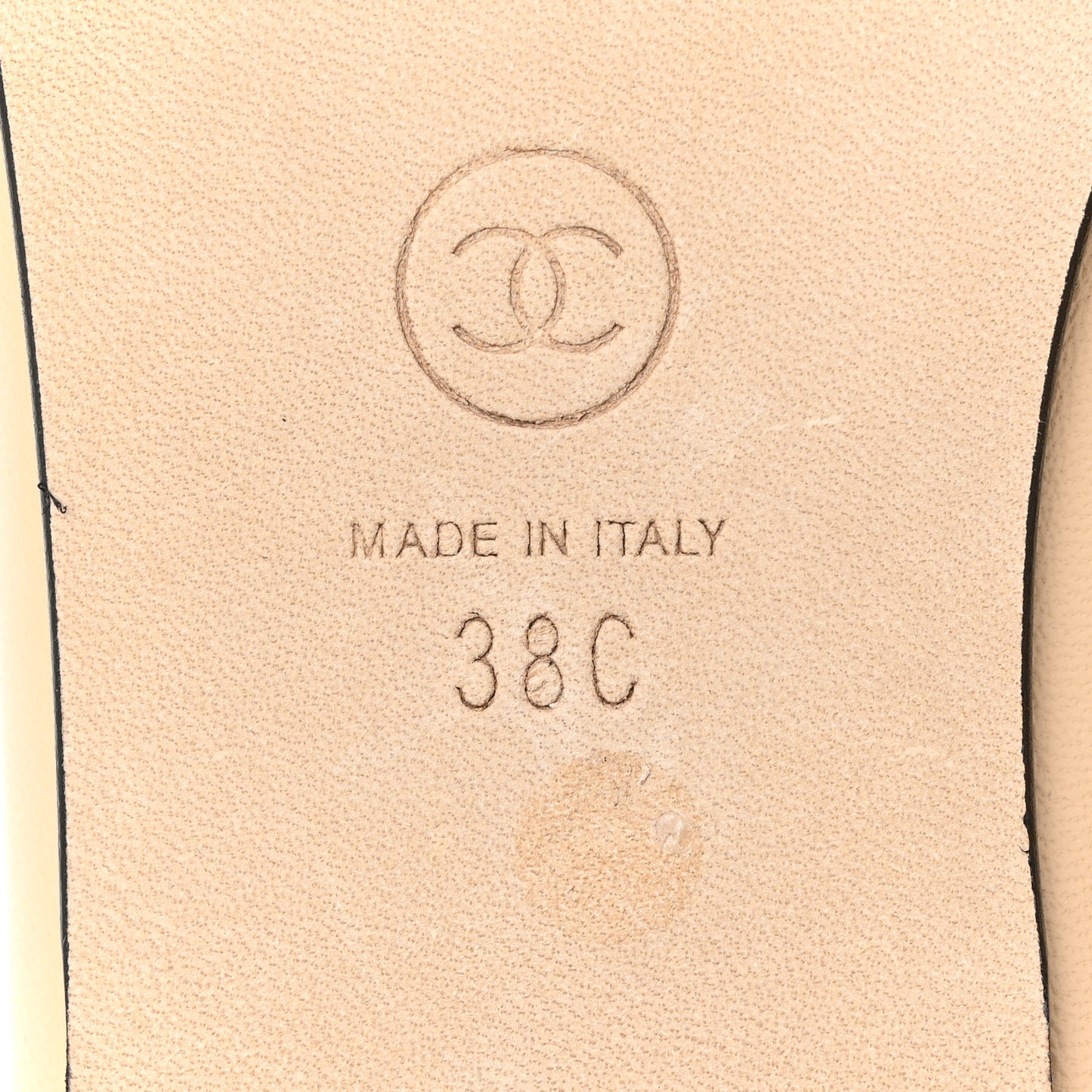 Lambskin Cap Toe CC Ballerina Flats 38 Beige Black