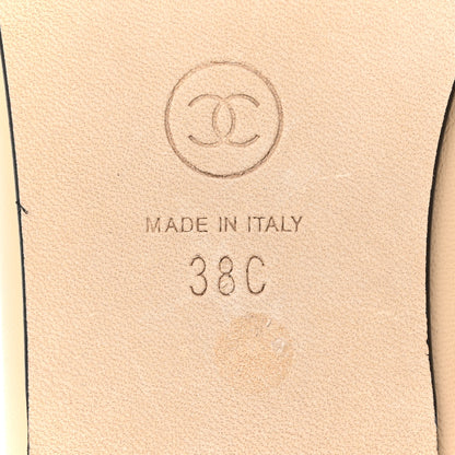 Chanel Lambskin Cap Toe CC Ballerina Flats 38 Beige Black 6 of 8