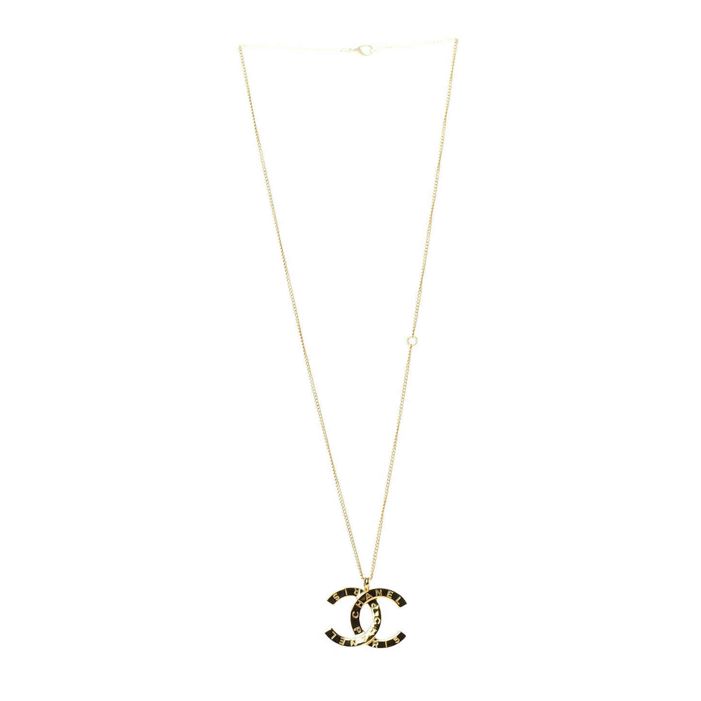 Metal CC Paris Button Necklace Gold