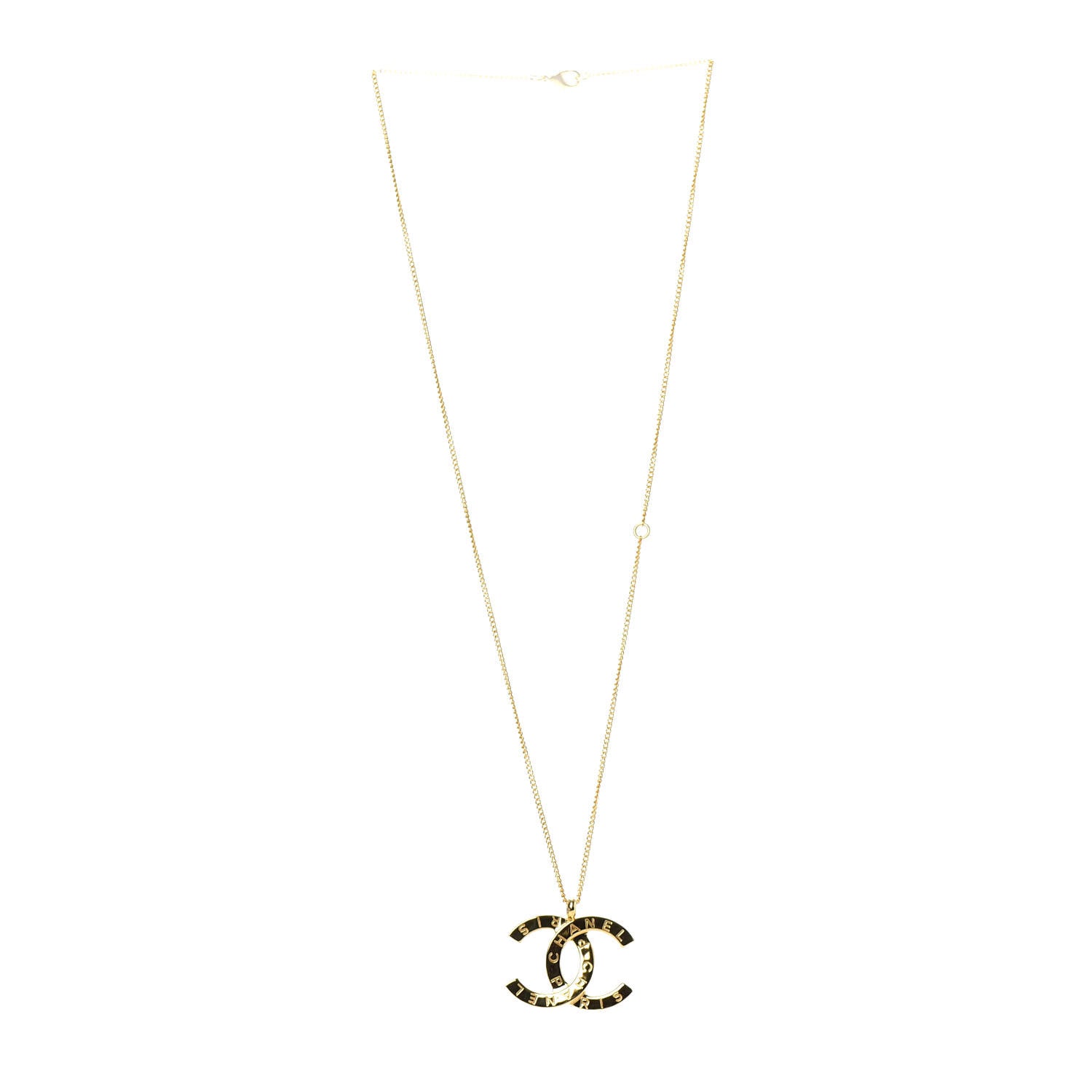 Chanel Metal CC Paris Button Necklace Gold 3 of 6