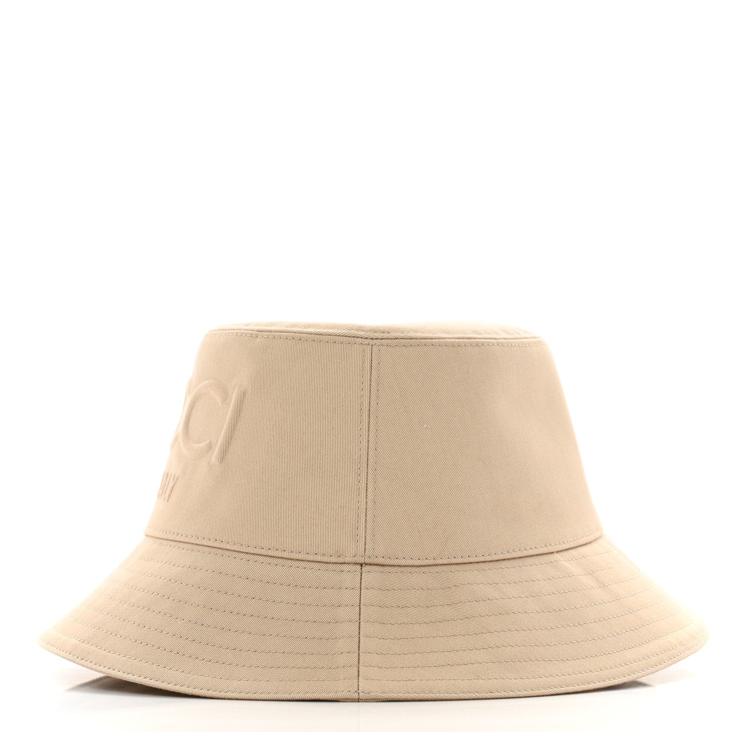 Cotton Embossed Logo Bucket Hat M Beige