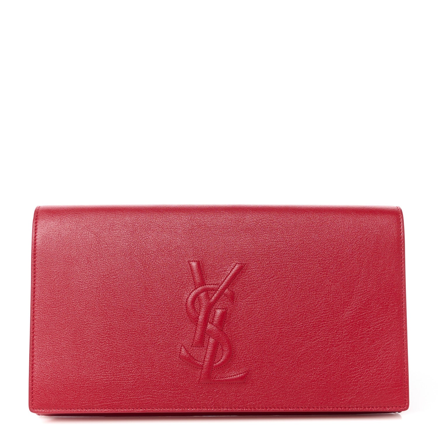 Saint Laurent Calfskin Monogram Large Belle De Jour Clutch Red 1 of 9