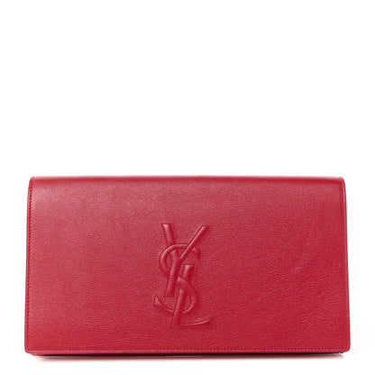 Saint Laurent Calfskin Monogram Large Belle De Jour Clutch Red 1 of 9