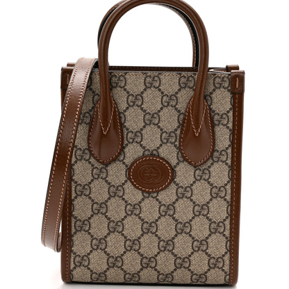 Gucci GG Supreme Monogram Azalea Calfskin Mini Retro Interlocking G Tote Bag Beige Ebony Brown Sugar 7 of 11