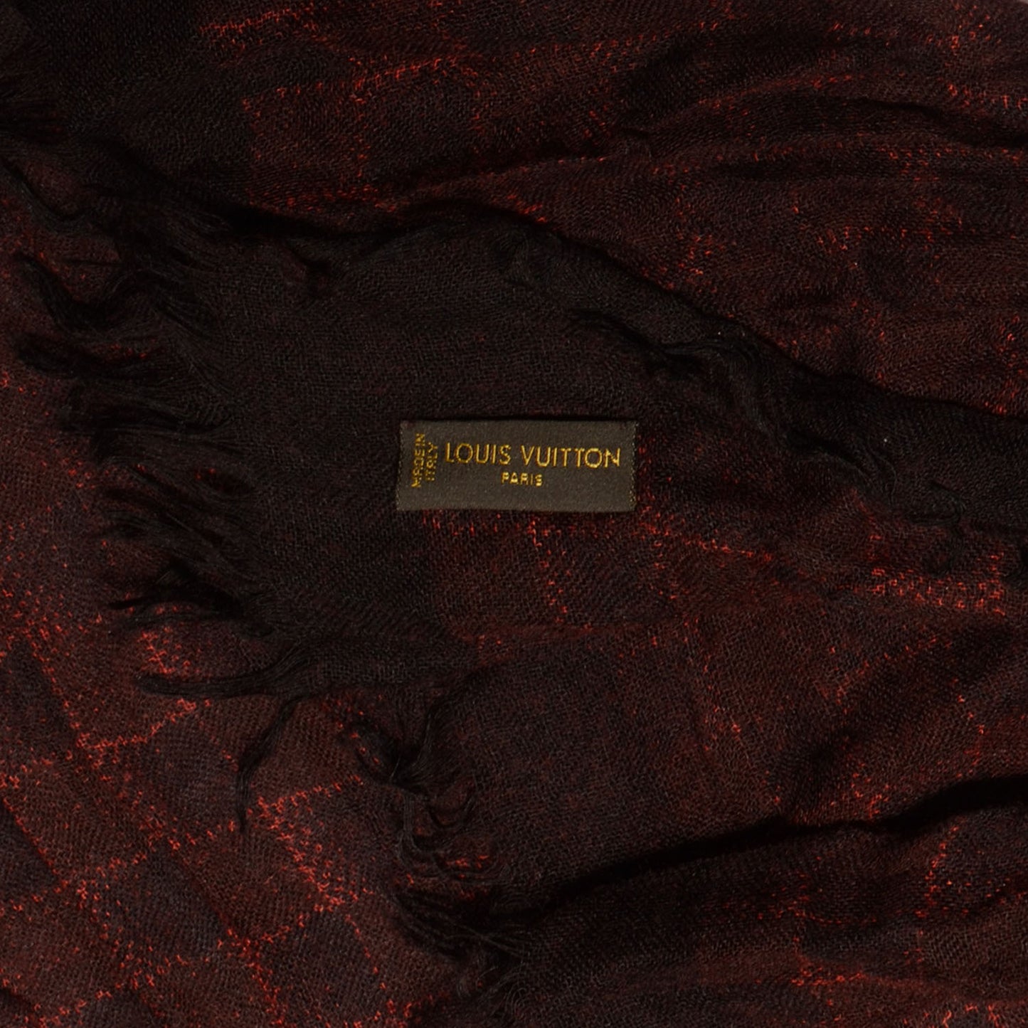 Cashmere Silk Etole Stole Damier Rouge