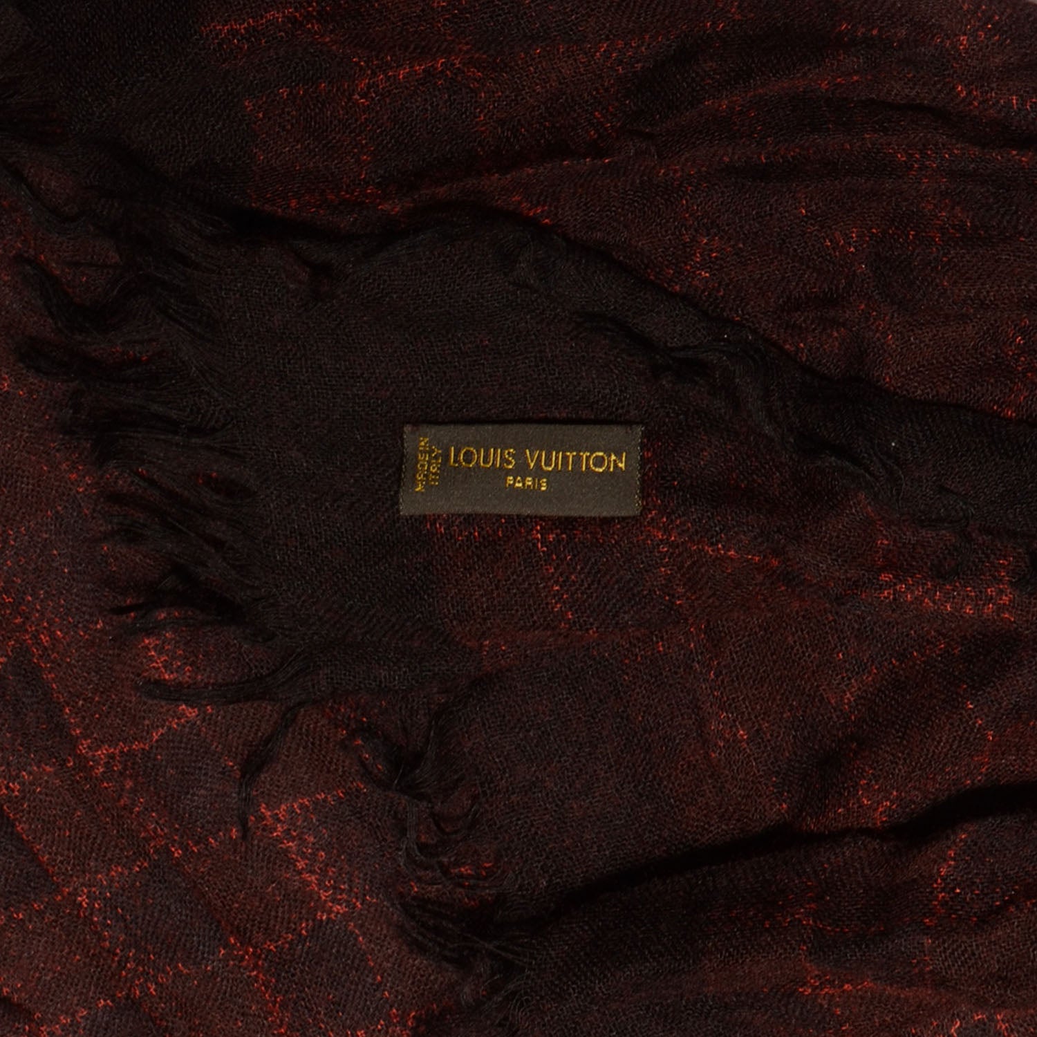 Louis Vuitton Cashmere Silk Etole Stole Damier Rouge 5 of 12