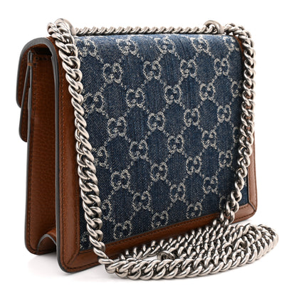 Gucci New Denim GG Monogram Dollar Calfskin Enamel Mini Dionysus Shoulder Bag Blue Tea Cuir Epilog Electric Blue 3 of 11