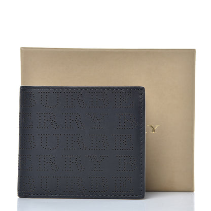 Burberry Calfskin Perforated Bi-Fold Wallet Black 8 of 8