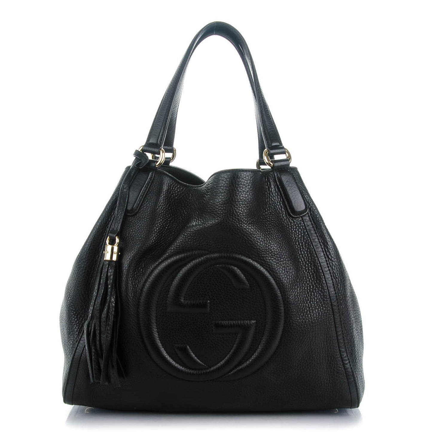 Pebbled Calfskin Medium Soho Shoulder Bag Black