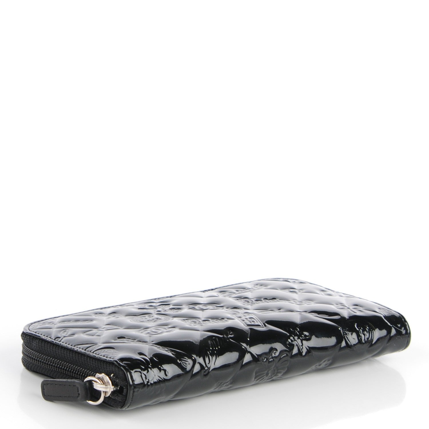 Chanel Patent Calfskin Lucky Symbols Zip Around Wallet Black 4 of 8